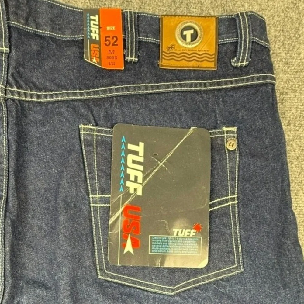 VTG Tuff Mens Workwear Denim Jeans Dark Wash Contrast Stitch 52M NWT